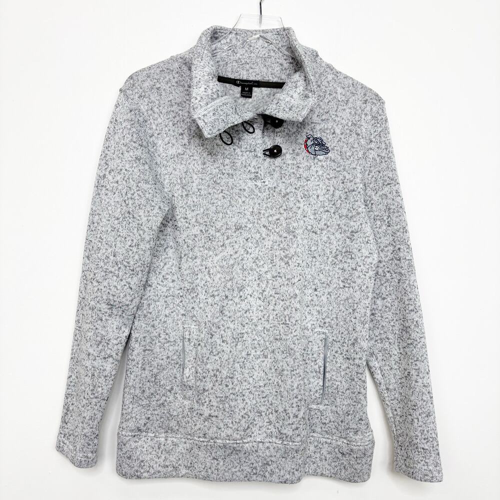 Champion Gonzaga Bulldogs Gray Button Sweater M